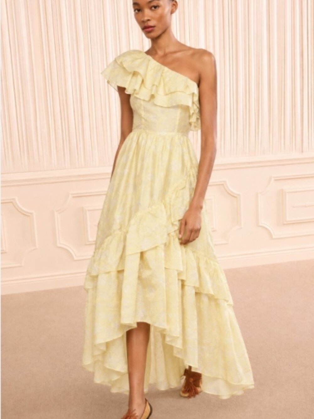 NWOT ULLA JOHNSON Clemente Voile Midi Dress in Yellow XS $595